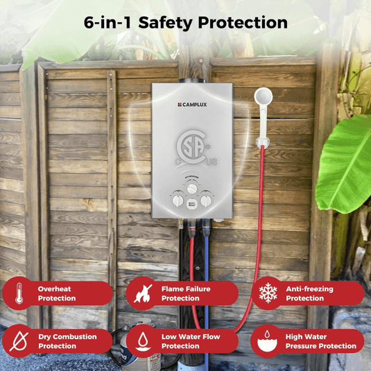 Camplux BW211G Camping Water Heater Propane
