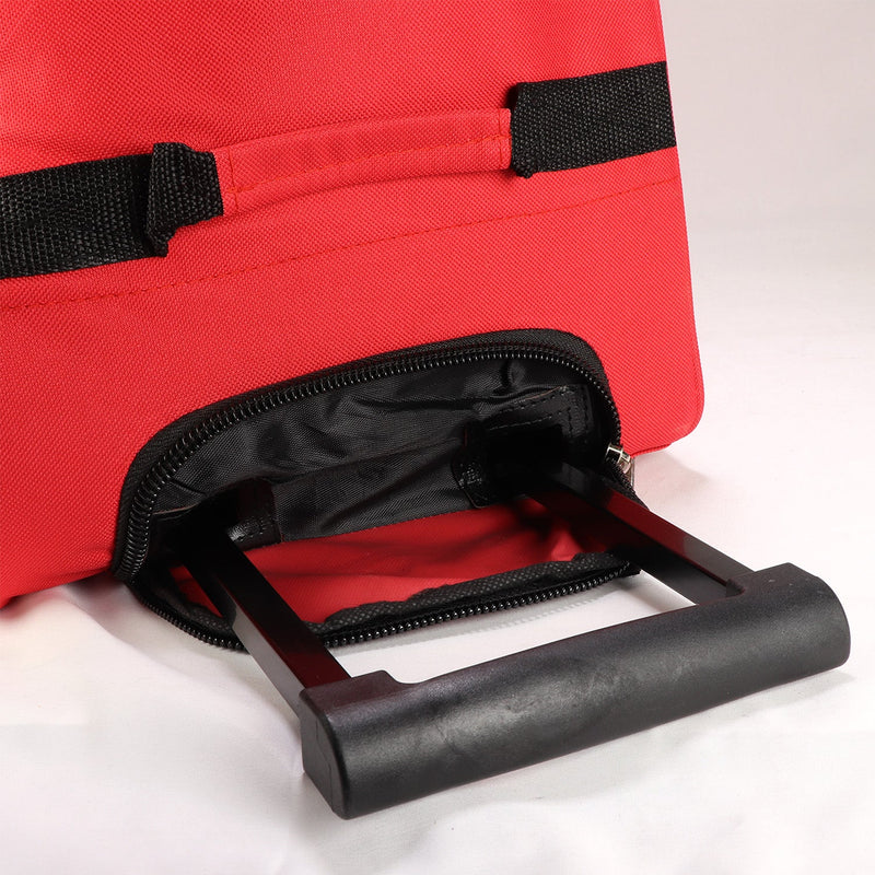 Load image into Gallery viewer, Rolling Red Wheel Bag + Telescoping Handle

