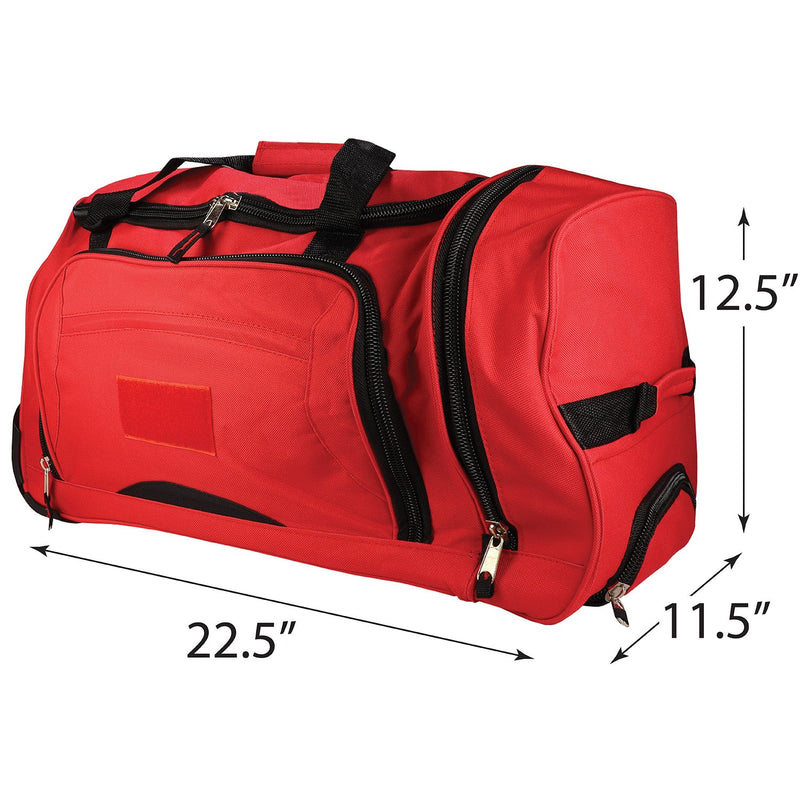 Load image into Gallery viewer, Rolling Red Wheel Bag + Telescoping Handle
