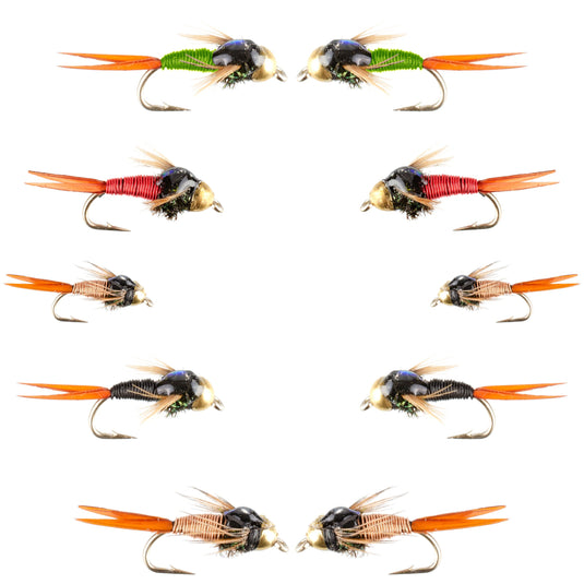 Basics Collection - Bead Copper John Assortment - 10 Flies Sizes 14-18