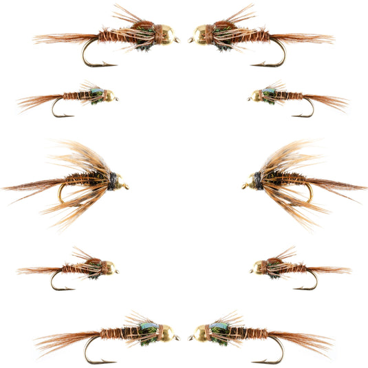 Basics Collection - Beaded Pheasant Tail Nymph Assortment - 10 Flies
