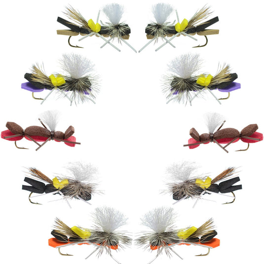 Basics Collection - Parachute Chernobyl Ant Assortment - 10 Flies Size 10