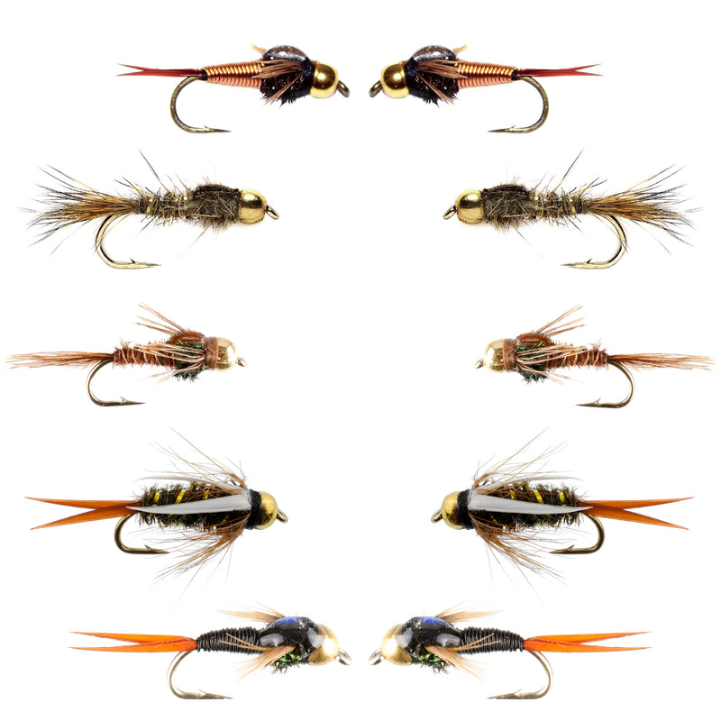 Load image into Gallery viewer, Basics Collection - Tungsten Bead Nymph Assortment - 10 Flies - Sizes 10-16
