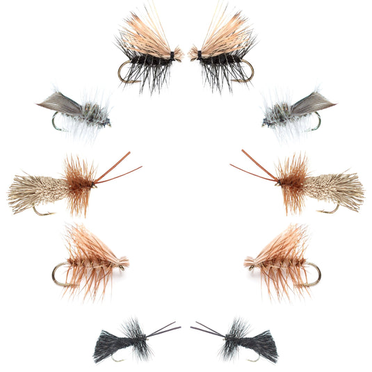 Basics Collection - Caddis Dry Fly Assortment - 10 Flies - Sizes 12-18
