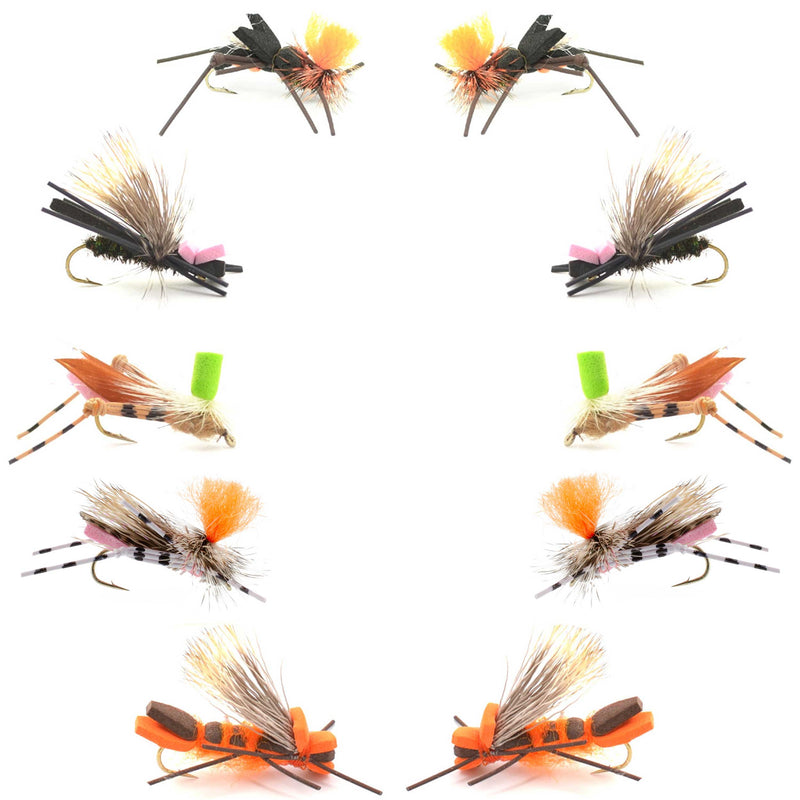 Load image into Gallery viewer, Basics Collection - Foam Hoppers Assortment #2 - 10 Flies - Hook Size 10
