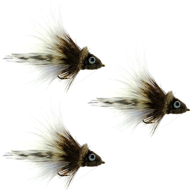 Load image into Gallery viewer, 3 Pack Deer Hair Diver Size 4 - White Marabou Bass Fly Fishing Bug Wide Gape Bass Hooks With Weed Guard
