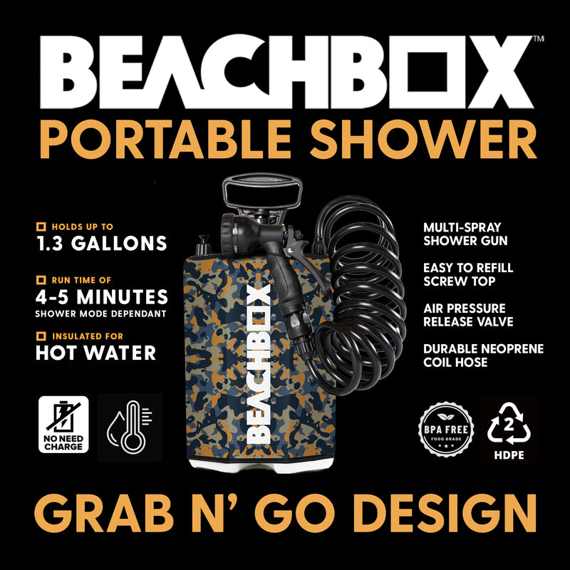 Load image into Gallery viewer, BeachBox Portable Outdoor Shower Tank - Camo
