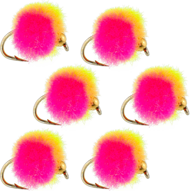 Load image into Gallery viewer, Bead Head Clown Egg Fly Fishing Flies - 6 Flies Hook Size 16
