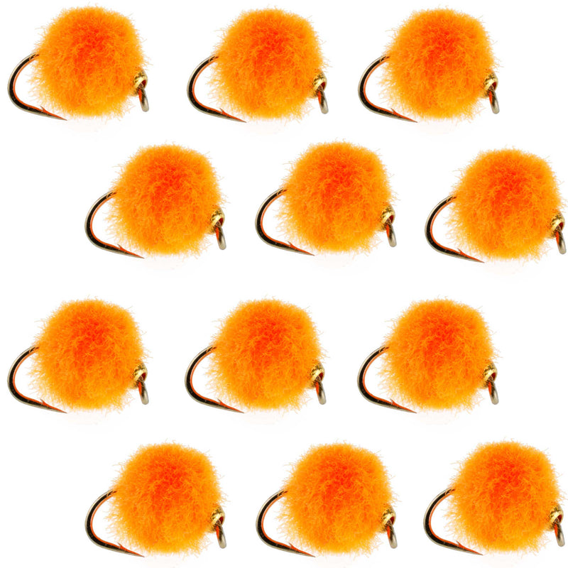 Load image into Gallery viewer, Bead Head Hot Orange Egg Fly Fishing Flies - 1 Dozen Flies Hook Size 16
