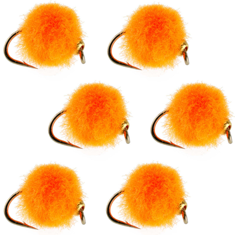 Load image into Gallery viewer, Bead Head Hot Orange Egg Fly Fishing Flies - 6 Flies Hook Size 16

