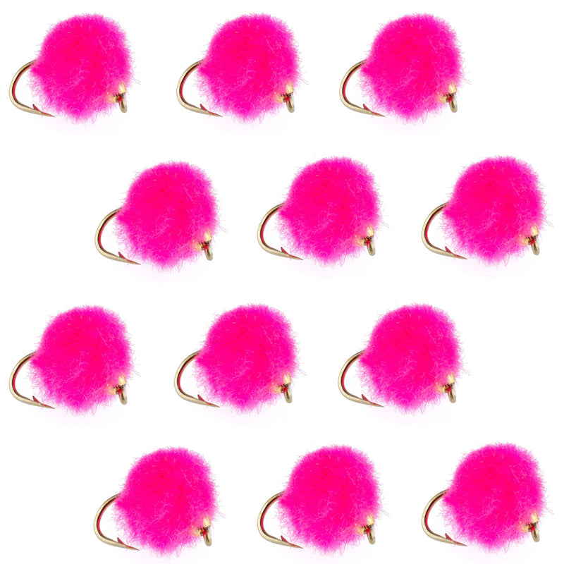 Load image into Gallery viewer, Bead Head Hot Pink Egg Fly Fishing Flies - 1 Dozen Flies Hook Size 16
