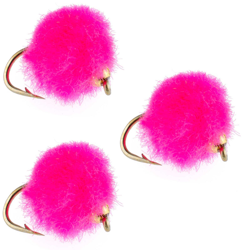 Load image into Gallery viewer, 3 Pack Bead Head Hot Pink Egg Fly Fishing Flies -Hook Size 16

