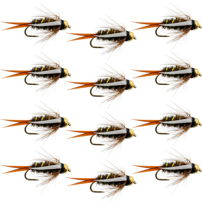 Load image into Gallery viewer, Barbless Bead Head Prince Nymph Fly Fishing Flies - 1 Dozen Flies Hook Size 16
