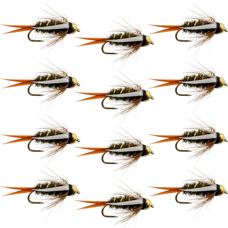 Load image into Gallery viewer, Barbless Bead Head Prince Nymph Fly Fishing Flies - 1 Dozen Flies Hook Size 14
