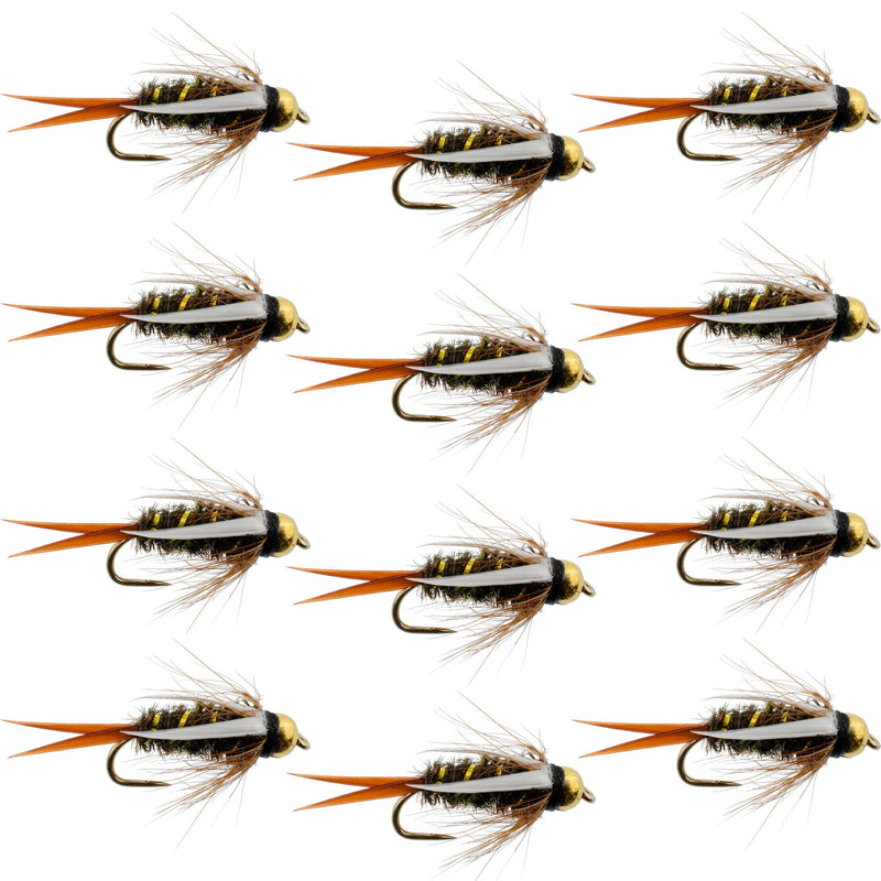 Load image into Gallery viewer, Barbless Bead Head Prince Nymph Fly Fishing Flies - 1 Dozen Flies Hook Size 12
