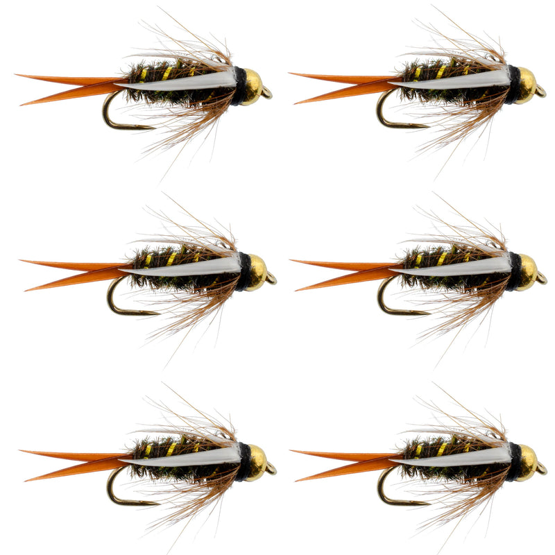 Load image into Gallery viewer, Barbless Bead Head Prince Nymph Fly Fishing Flies - Set of 6 Flies Hook Size 12
