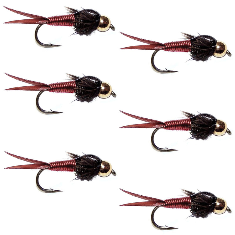 Load image into Gallery viewer, Bead Head Red Copper John Nymph Fly 6 Flies -  Hook Size 16
