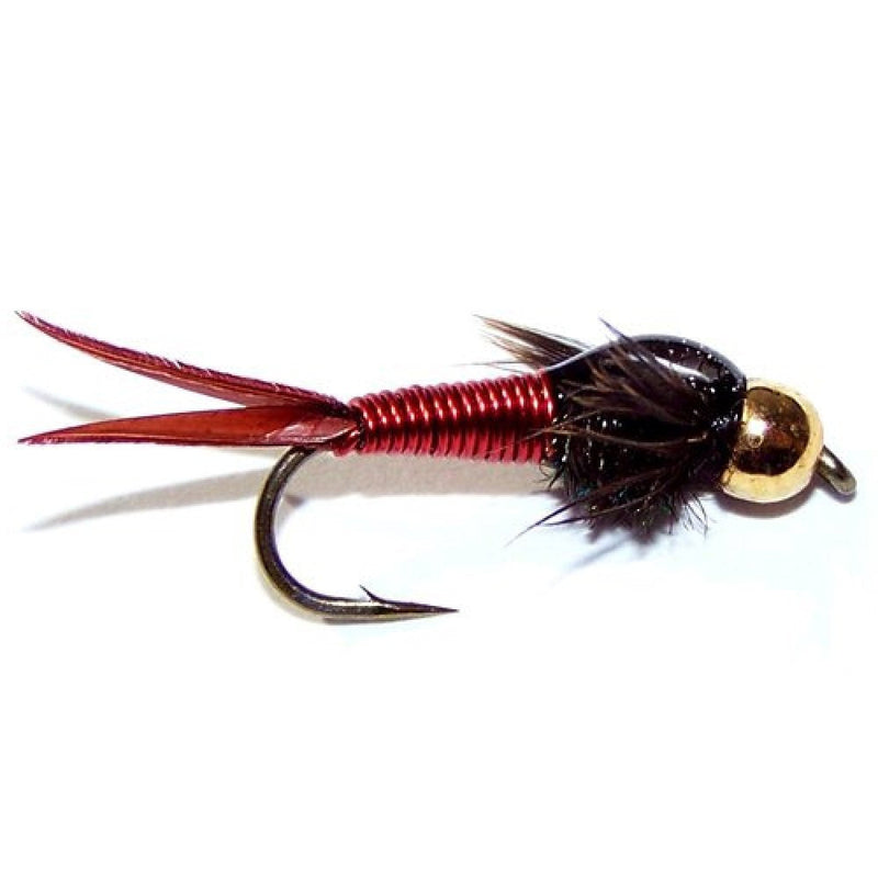 Load image into Gallery viewer, 3 Pack Bead Head Red Copper John Nymph Fly Fishing Flies -  Hook Size 10
