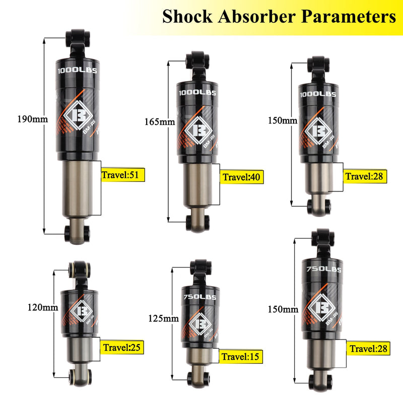 Load image into Gallery viewer, Bicycle Hydraulic Rear Shock Absorber 120/125/150/165/190mm
