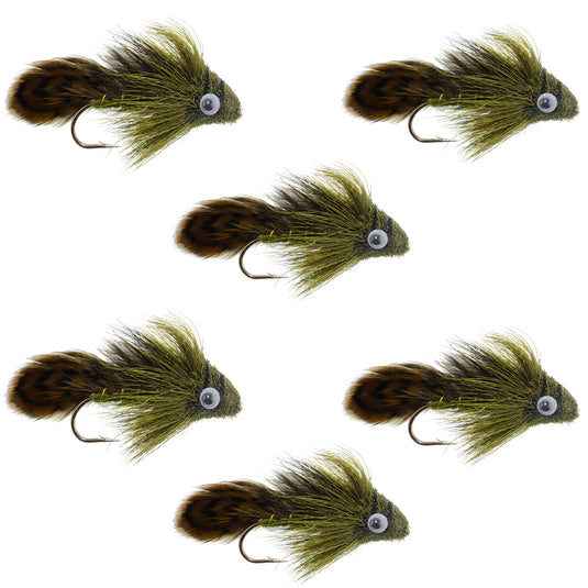 Big Eye Olive Sculpin Streamer Fly - 6 Flies - Hook Size 2