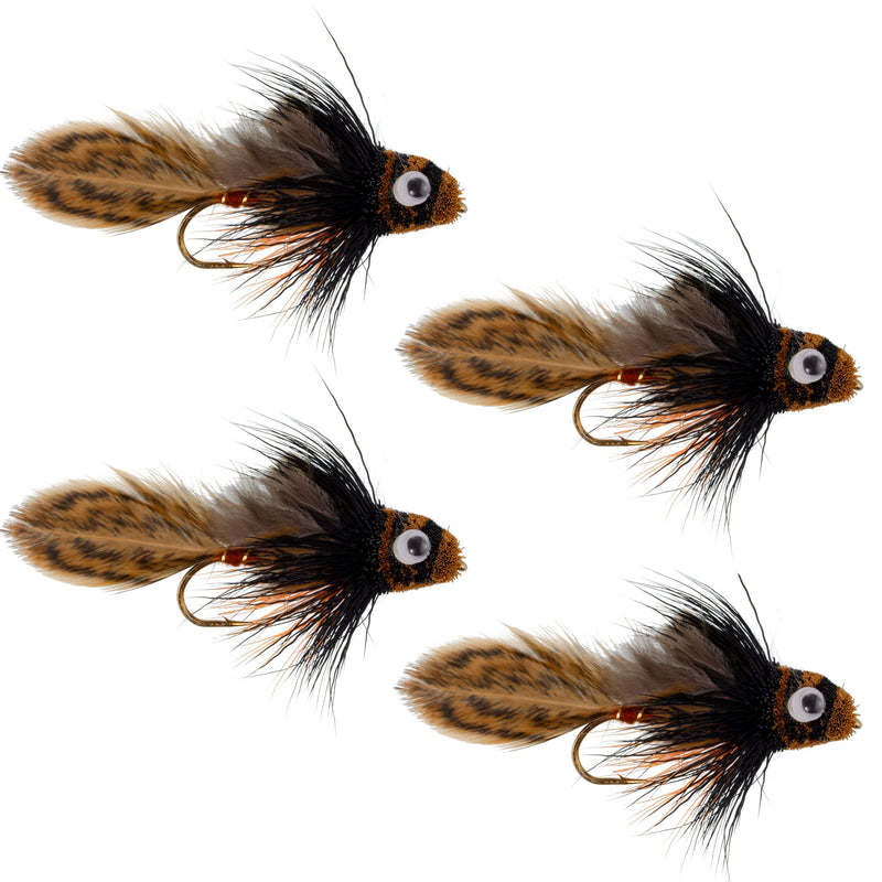 Load image into Gallery viewer, Big Eye Brown Sculpin Streamer Flies - Set of 4 - Hook Size 2
