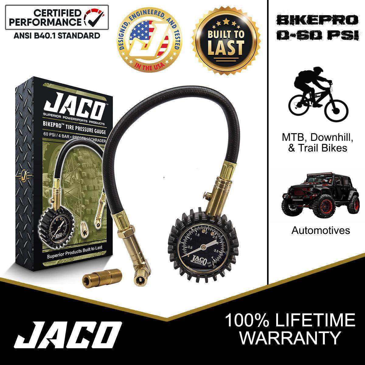 BikePro™ Presta Tire Pressure Gauge - 60 PSI | Presta & Schrader (Mountain Bikes) - Skoutley Outdoors LLC