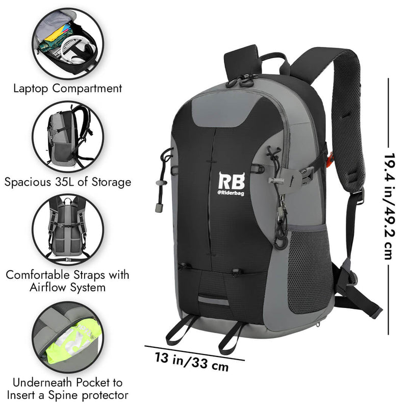 Load image into Gallery viewer, Black Reflective Commuter Bike Backpack | Riderbag Reflektor35
