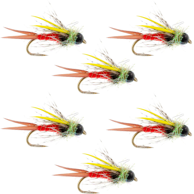 Load image into Gallery viewer, Tungsten Bead Head Nicks Prince Special Nymph Fly Fishing Flies - Set of 6 Flies Hook Size 14
