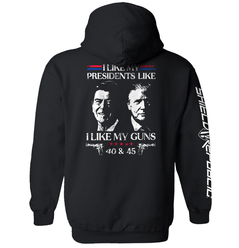 Load image into Gallery viewer, I Like My Presidents Like I Like My Guns 40 and 45
