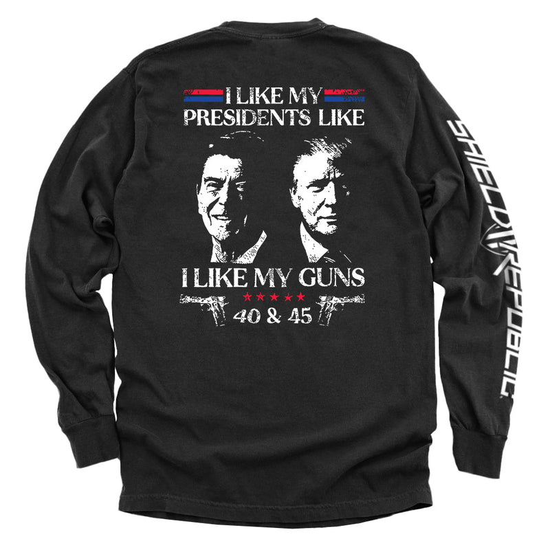 Load image into Gallery viewer, I Like My Presidents Like I Like My Guns 40 and 45
