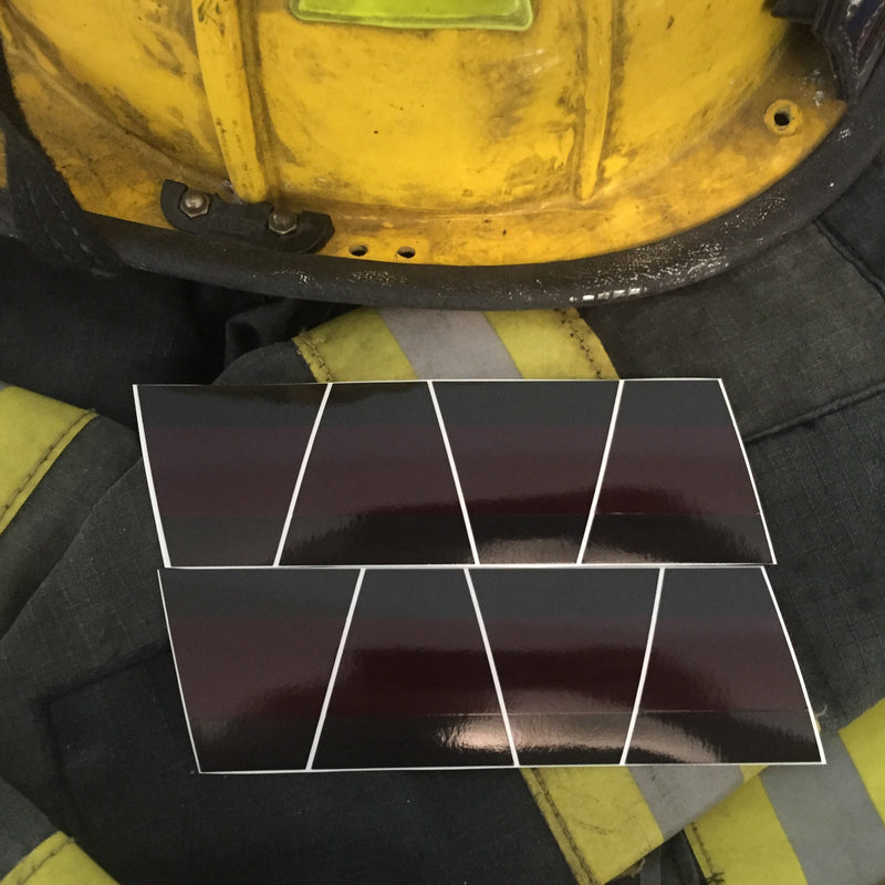 Load image into Gallery viewer, BLACKED OUT BLACK AND RED TRIPLE STRIPE REFLECTIVE HELMET (TET) TETRAHEDRON 8 PACK
