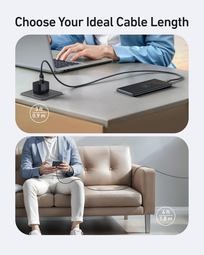 Load image into Gallery viewer, Anker USB-A to USB-C Cable (3 ft / 6 ft, Upcycled-Braided)
