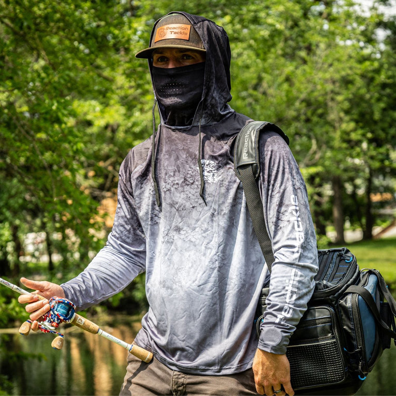 Load image into Gallery viewer, Reaction Tackle SPF UPF 50+ Long Sleeve/Hood/Gaiter Fishing Shirt

