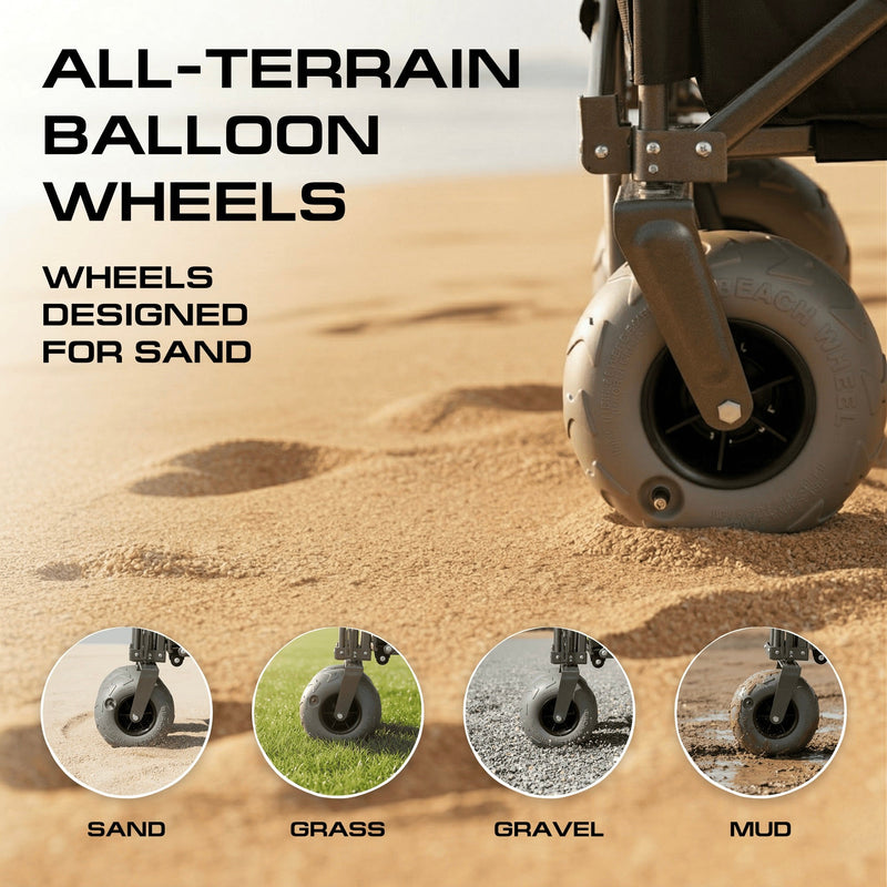 Load image into Gallery viewer, Beach Wagon Cart with Big Wheels – Foldable Utility Wagon Black
