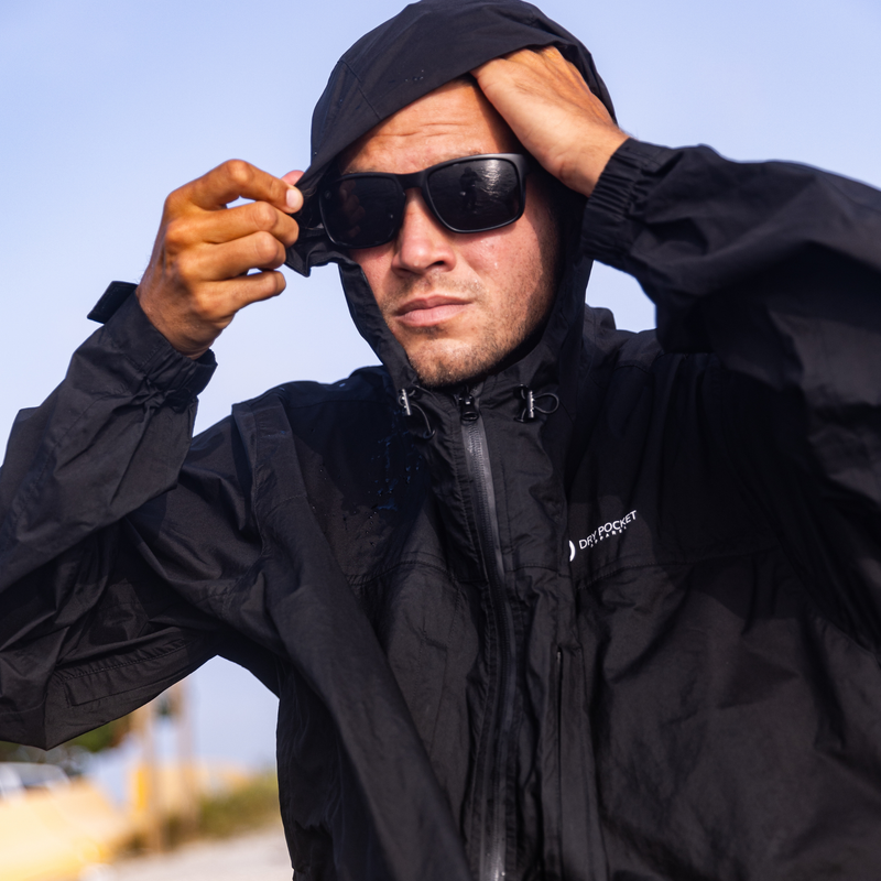 Load image into Gallery viewer, Black Fin - Waterproof Rain Jacket With A Waterproof Pocket
