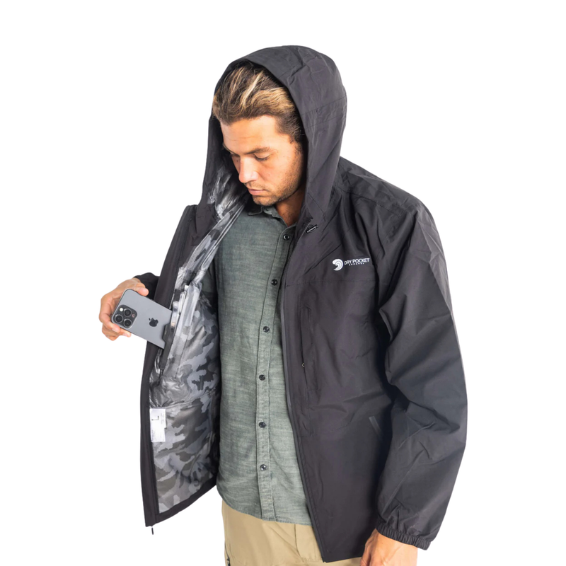 Load image into Gallery viewer, Black Fin - Waterproof Rain Jacket With A Waterproof Pocket
