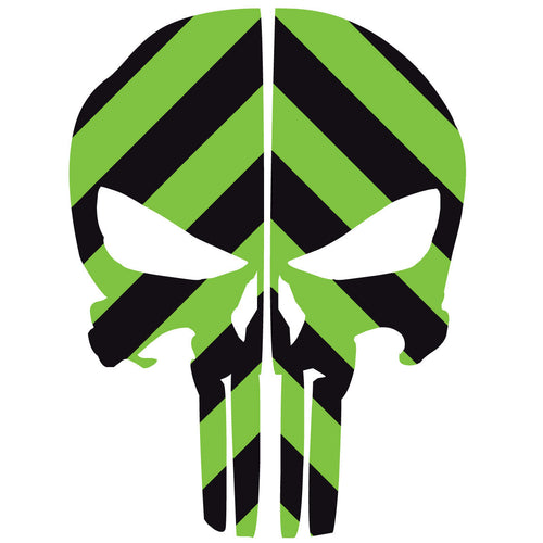 PUNISHER SKULL BLACK & GREEN CHEVRON REAR HELMET REFLECTIVE HELMET DECAL