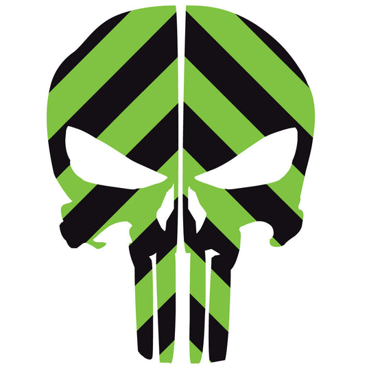 PUNISHER SKULL BLACK & GREEN CHEVRON REAR HELMET REFLECTIVE HELMET DECAL