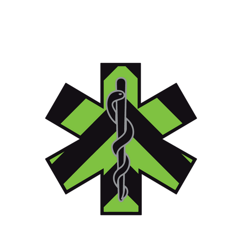 BLACK & GREEN CHEVRON STAR OF LIFE REFLECTIVE WINDOW DECAL