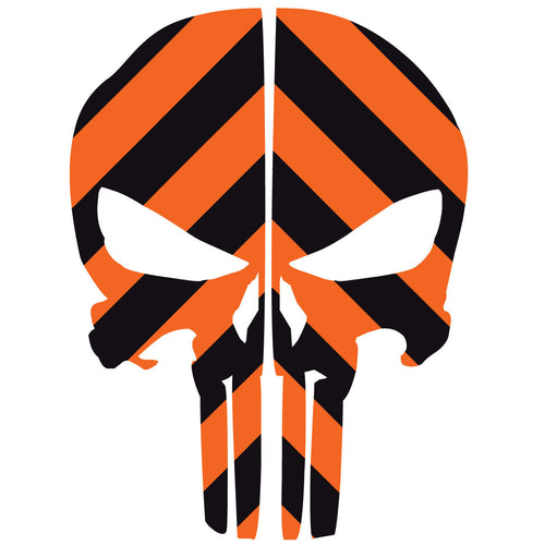 PUNISHER SKULL BLACK & ORANGE CHEVRON REAR HELMET REFLECTIVE HELMET DECAL