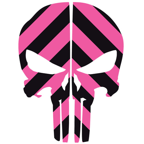 PUNISHER SKULL BLACK & PINK CHEVRON REAR HELMET REFLECTIVE HELMET DECAL