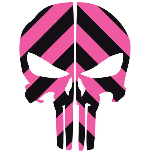 PUNISHER SKULL BLACK & PINK CHEVRON REAR HELMET REFLECTIVE HELMET DECAL