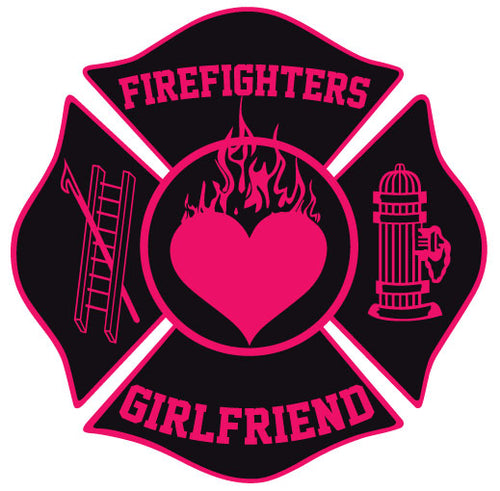 FIREFIGHTERS GIRLFRIEND MALTESE CROSS WINDOW DECAL