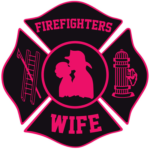 FIREFIGHTERS WIFE MALTESE CROSS WINDOW DECAL