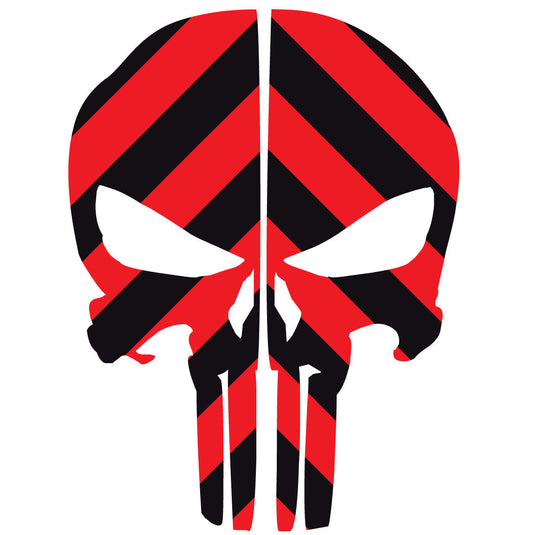 PUNISHER SKULL BLACK & RED CHEVRON REAR HELMET REFLECTIVE HELMET DECAL