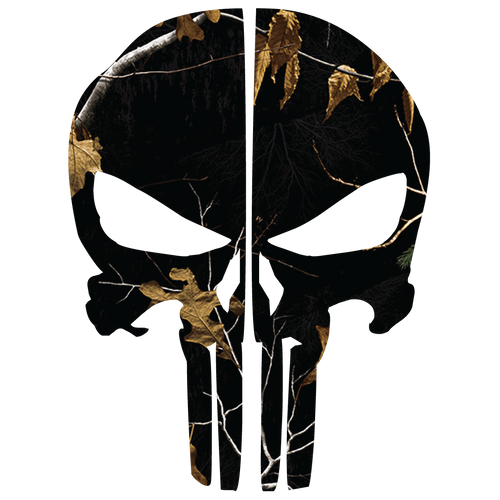 BLACK WOODS CAMO PUNISHER SKULL REAR HELMET REFLECTIVE HELMET DECAL
