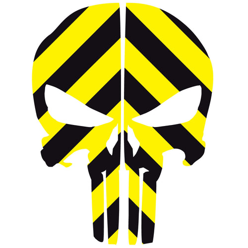 PUNISHER SKULL BLACK & YELLOW CHEVRON REAR HELMET REFLECTIVE HELMET DECAL