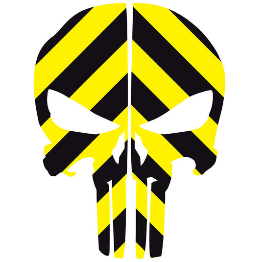 PUNISHER SKULL BLACK & YELLOW CHEVRON REAR HELMET REFLECTIVE HELMET DECAL