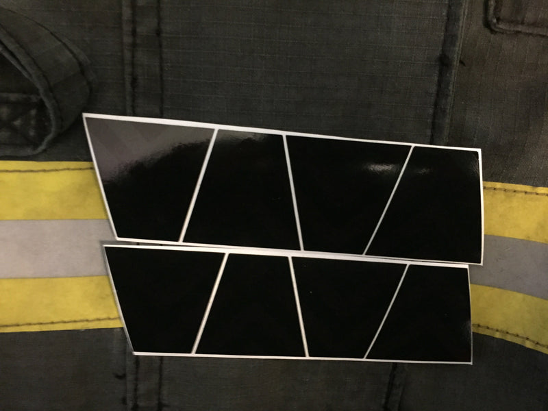 Load image into Gallery viewer, BLACKED OUT BLACK AND GREEN CHEVRON REFLECTIVE HELMET (TET) TETRAHEDRON 8 PACK
