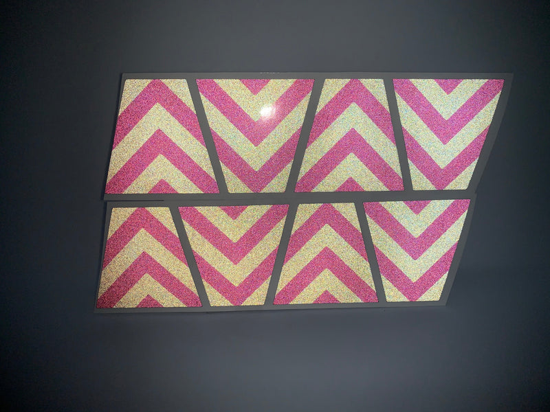 Load image into Gallery viewer, BLACKED OUT BLACK AND PINK CHEVRON REFLECTIVE HELMET (TET) TETRAHEDRON 8 PACK
